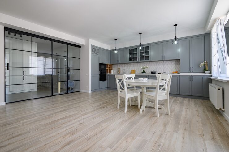 trendy apartment kitchen vinyl flooring