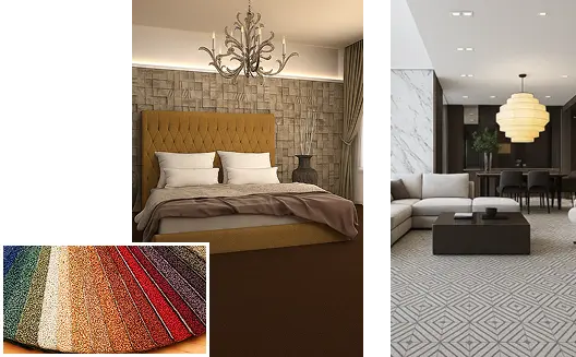 brown and grey wall to wall carpet with modern furniture