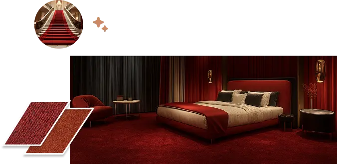 red carpet in bedroom with sheer curtain