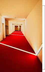 red carpet in hotel lobby