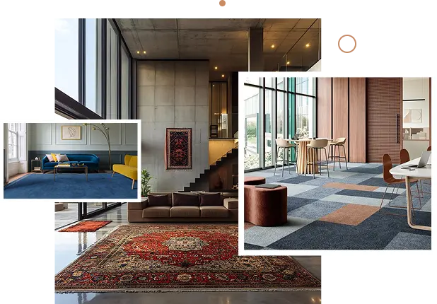 stylish villa carpet with modern furniture