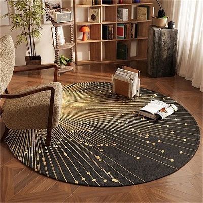 Round Black and Golden Carpets