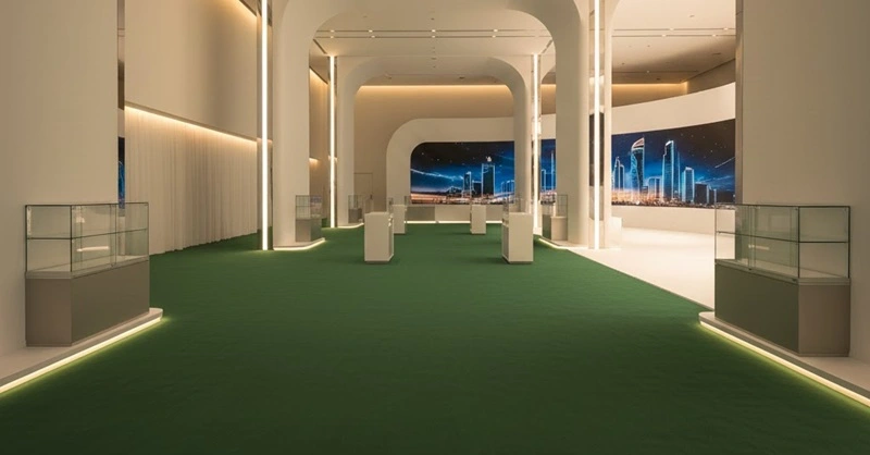 green carpet in dubai exhibition hall