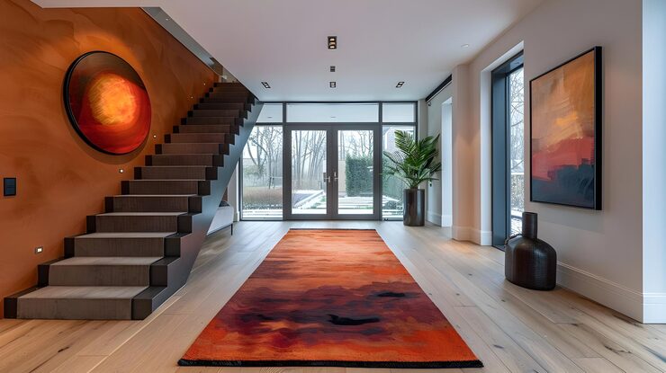 modern-interior design with stair carpet