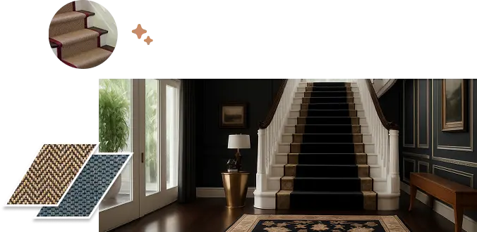 stair black carpet in villa interior